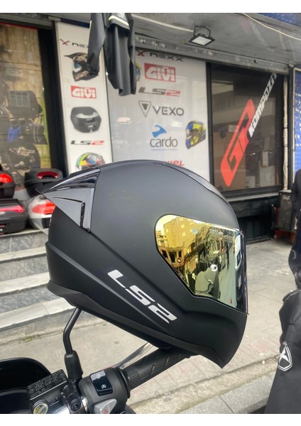 Rapıd Mat Siyah Kask - Gold Vizör + Spoiler