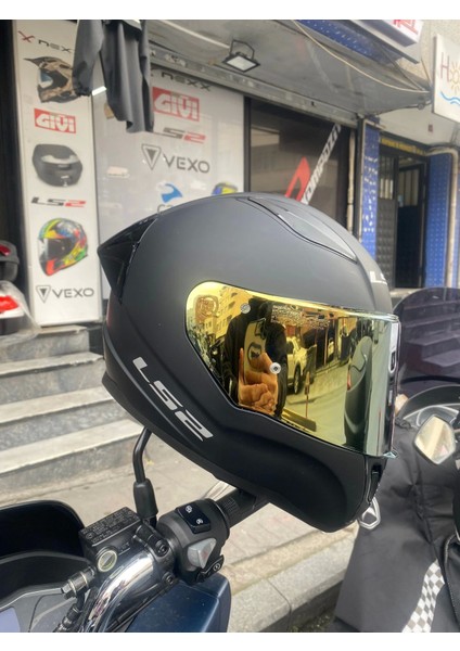 Rapıd Mat Siyah Kask - Gold Vizör + Spoiler