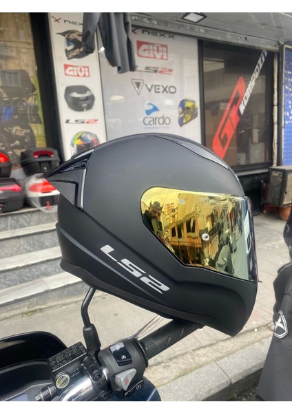 Rapıd Mat Siyah Kask - Gold Vizör + Spoiler