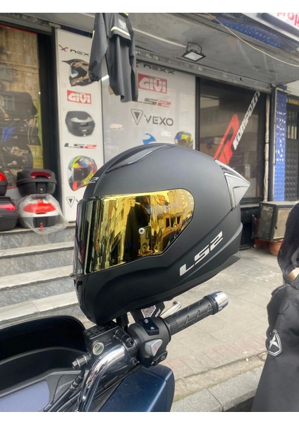 Rapıd Mat Siyah Kask - Gold Vizör + Spoiler fırsatları
