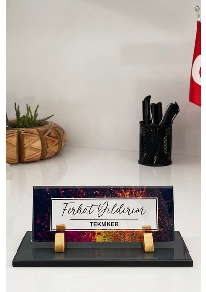 Uv Baskılı Masa Isimliği, Büro Ofis Makam Hediyesi, Masaüstü Isimlik fırsatları