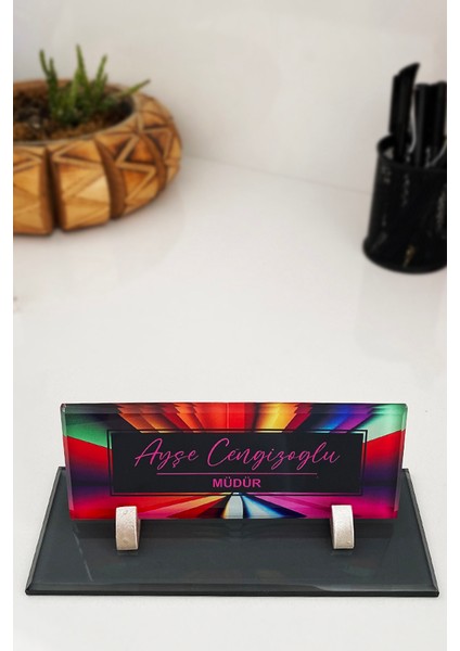 Uv Baskılı Masa Isimliği, Büro Ofis Makam Hediyesi, Masaüstü Isimlik modelleri