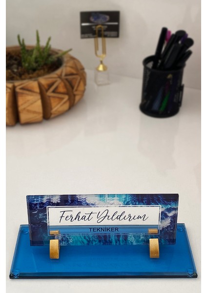 Uv Baskılı Masa Isimliği, Büro Ofis Makam Hediyesi, Masaüstü Isimlik modelleri