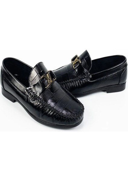 Erkek Siyah Hakiki Deri Ortopedik Topuklu Loafer Ayakkabı fırsatları