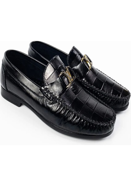 Erkek Siyah Hakiki Deri Ortopedik Topuklu Loafer Ayakkabı indirimleri