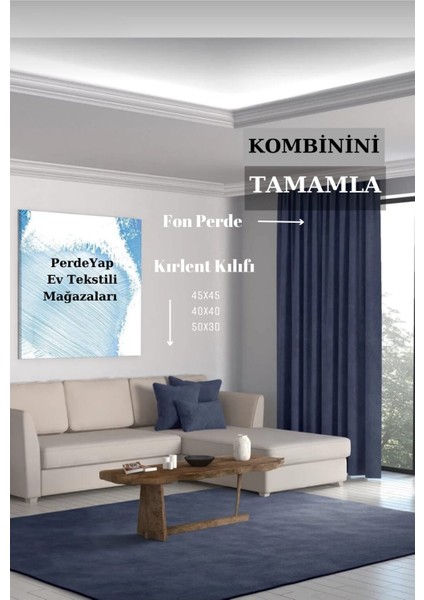 Ada Fon Perde Tek Kanat 1/3 Sık Pile 32-Koyu Lacivert modelleri