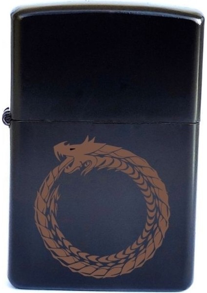 Ouroboros Çakmak Kendi Kuyruğunu Isıran Yılan Ejderha Dragon Dolu Benzinli Siyah Metal indirimleri