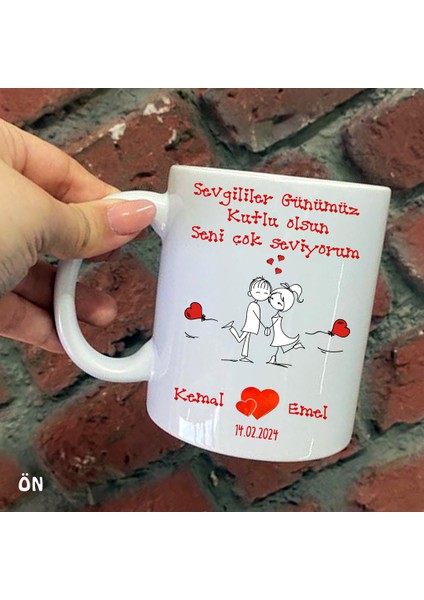 Size Özel Sevgililer Günü Isimli Seramik Baskılı Kupa Bardaklar
