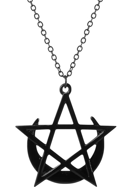 Ay Yıldız Pentagram Akrilik Kolye Mason Siyah Akrilik 4cm fiyatları