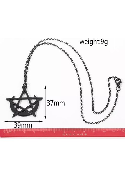Ay Yıldız Pentagram Akrilik Kolye Mason Siyah Akrilik 4cm fırsatları