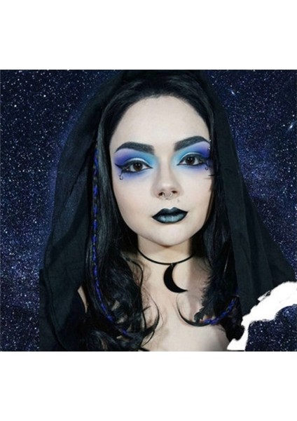 Ay Dolunay Siyah Kolye Gothic Punk Rock Deri Kayışlı Cosplay Aksesuar 5cm Akrilik
