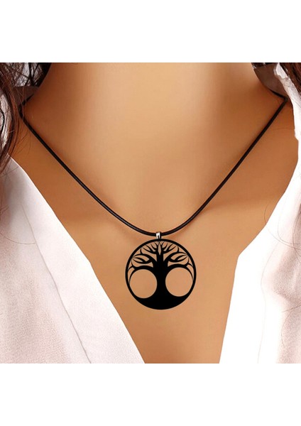 Hayat Ağacı Kolye Denge Ağaç Büyük Boy 6cm Siyah Akrilik Deri Kayış fiyatları