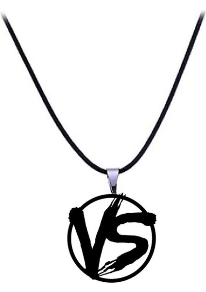 Vs Rakip Dövüş Ikili Karşılaşma Kolye Versus Siyah Akrilik Çap 5cm Deri Kayış