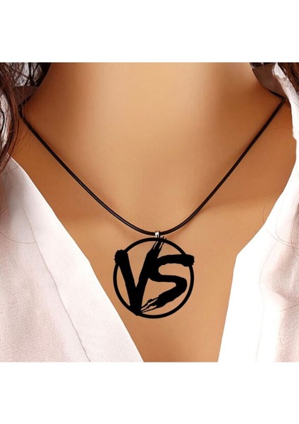 Vs Rakip Dövüş Ikili Karşılaşma Kolye Versus Siyah Akrilik Çap 5cm Deri Kayış modelleri
