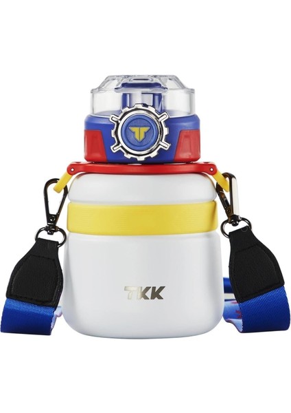 Tkk 600ML Pipetli/pipetsiz Kullanım Askılı Paslanmaz Çelik Termos Matara (Beyaz-Mavi-Sarı)