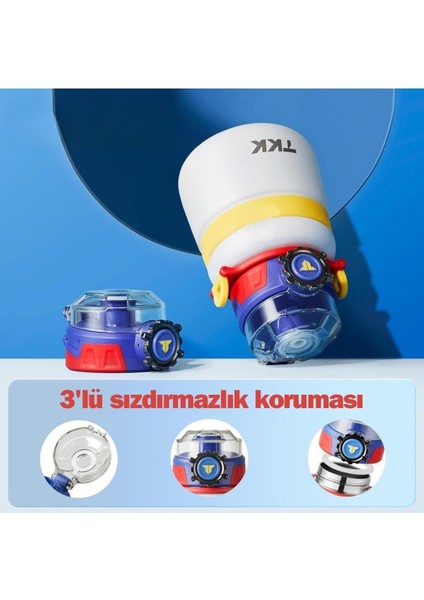 Tkk 600ML Pipetli/pipetsiz Kullanım Askılı Paslanmaz Çelik Termos Matara (Beyaz-Mavi-Sarı)