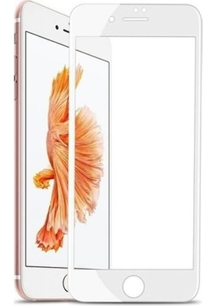 iPhone 6 Plus Tam Kaplayan Kırılmaz Cam Koruyucu 5D 9D Beyaz Senalstore