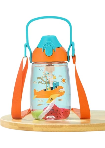 Vagonlife Uzspace VGN2201 Turuncu Sunshine Pipetli 500 ml Boyun Askılı Tritan Çocuk Su Matarası -Kutulu