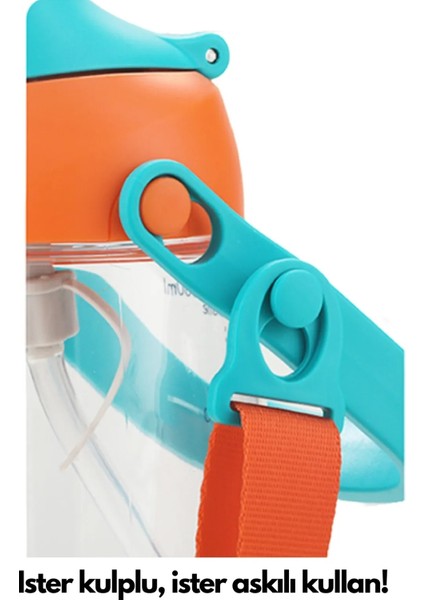 Vagonlife Uzspace VGN2201 Turuncu Sunshine Pipetli 500 ml Boyun Askılı Tritan Çocuk Su Matarası -Kutulu fiyatları