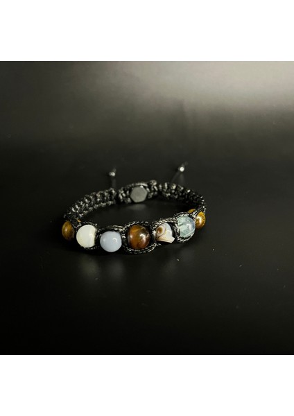 Kova Burcu Doğal Taş Deri Bileklik Florit Akik Anjelit Sedef Kaplan Gözü fiyatları