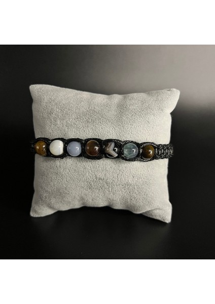 Kova Burcu Doğal Taş Deri Bileklik Florit Akik Anjelit Sedef Kaplan Gözü modelleri