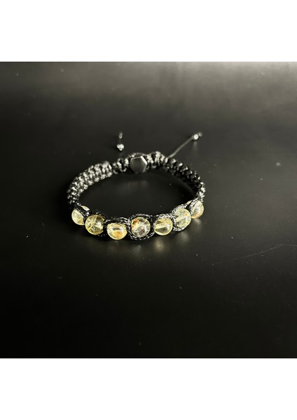 Sitrin Doğal Taş Deri Bileklik