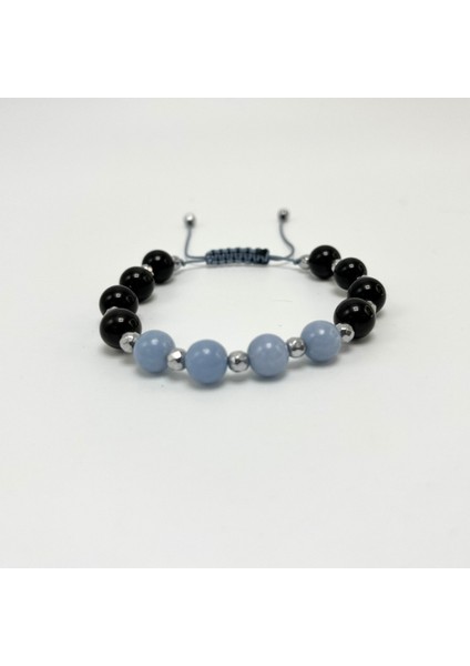 Anjelit Obsidyen Doğal Taş Makrome Bileklik modelleri