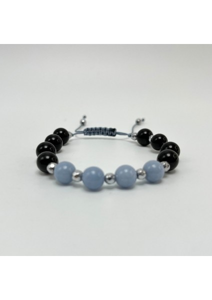 Anjelit Obsidyen Doğal Taş Makrome Bileklik fırsatları