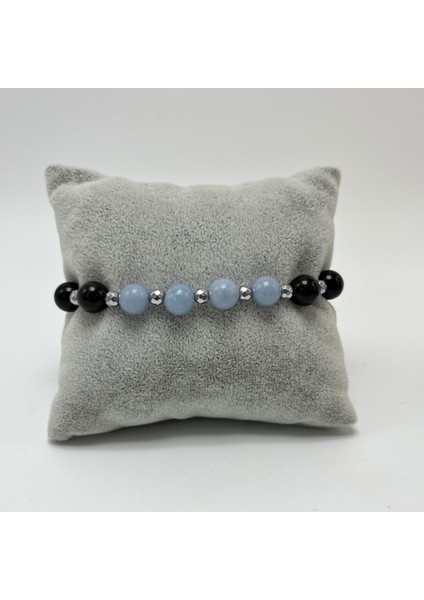 Anjelit Obsidyen Doğal Taş Makrome Bileklik indirimleri