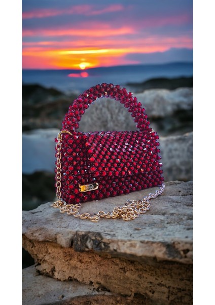 Kristal Boncuk El Çantası , Omuz Çantası , Abiye Çantası , Handmade , Boncuk Çanta , El Yapımı Dokuma Özel Kadın Çanta Akşam Çantalar ve Çanta Lüks Tasarımcı Ziyafet Çanta