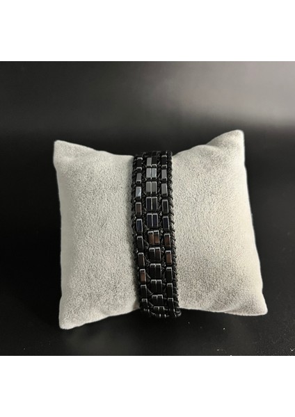 Hematit Özel Tasarım Deri Doğal Taş Bileklik indirimleri