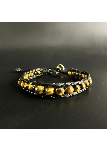 Kaplan Gözü Deri Bileklik Ayarlanabilir Ölçü