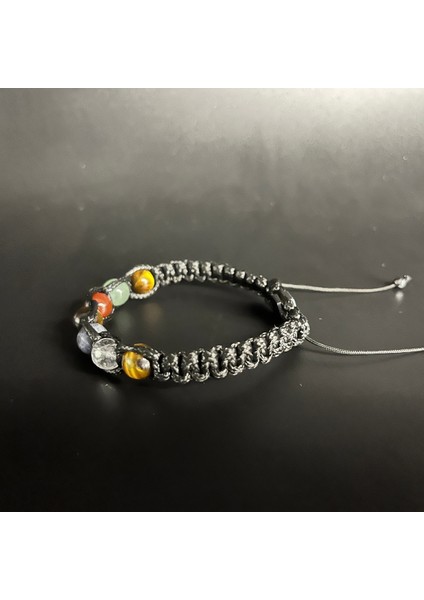 Ikizler Burcu Doğal Taş Deri Bileklik K. Kuvars Sodalit Aventurin Rodanit Kaplan Gözü