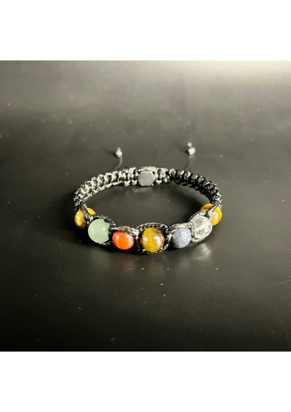 Ikizler Burcu Doğal Taş Deri Bileklik K. Kuvars Sodalit Aventurin Rodanit Kaplan Gözü fiyatları