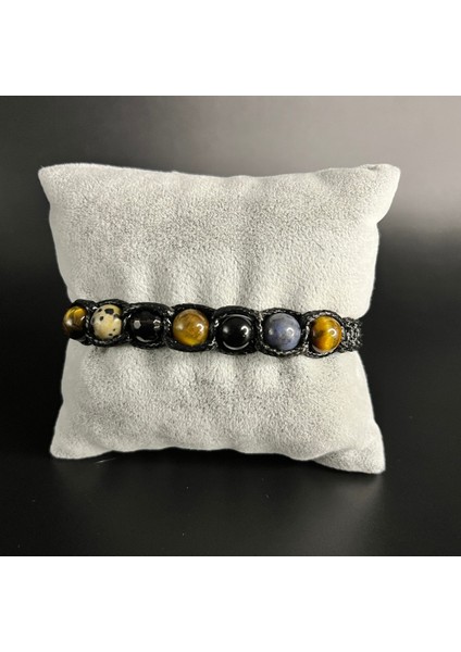 Oğlak Burcu Doğal Taş Deri Bileklik Jasper D.kuvars Akik Dumortierit Kaplan Gözü modelleri