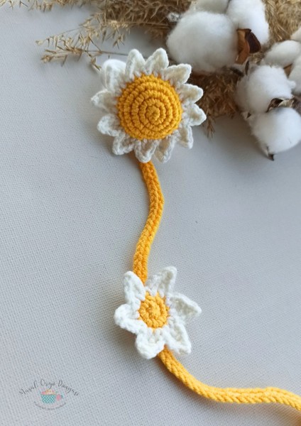 Masal Örgü Dünyası Ayçiçeği Amigurumi Salkım Toka Niş Saç Aksesuarı (1 Adet)