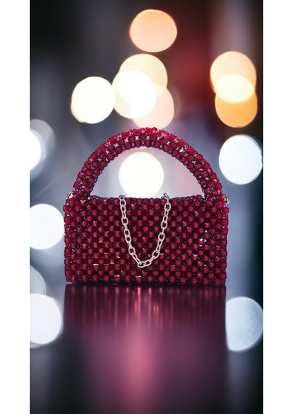 Kristal Boncuk El Çantası , Omuz Çantası , Abiye Çantası , Handmade , Boncuk Çanta , El Yapımı Dokuma Özel Kadın Çanta Akşam Çantalar ve Çanta Lüks Tasarımcı Ziyafet Çanta