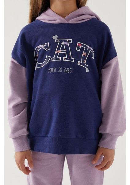 Cat Youre So Sweet Mor Lacivert Kız Çocuk Eşofman Takımı fırsatları