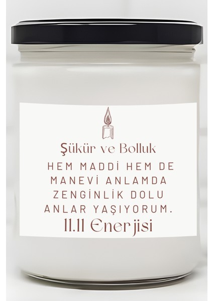 Şükür Ve Bolluk | 11.11 Enerjisi | Vanilya Kokulu Mum | Meditasyon Mumları Mk-16