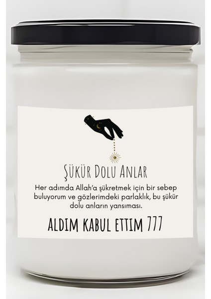 Şükran Dolu Anlar | Aldım Kabul Ettim 777 Enerjisi | Lavanta Kokulu Mum | Meditasyon Mumları Mk-25