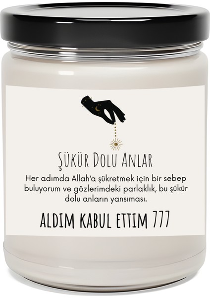 Şükran Dolu Anlar | Aldım Kabul Ettim 777 Enerjisi | Lavanta Kokulu Mum | Meditasyon Mumları Mk-25