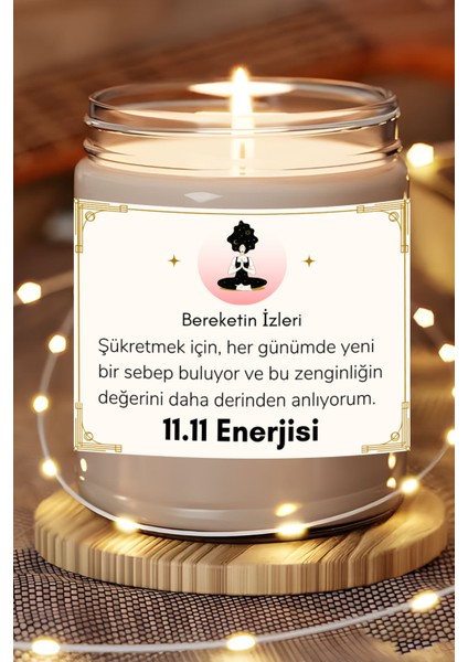 Bereketin Izleri | 11.11 Enerjisi | Vanilya Kokulu Mum | Meditasyon Mumları Mk-193