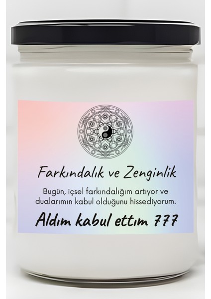 Farkındalık Ve Zenginlik | Aldım Kabul Ettim 777 | Sandal Ağacı Kokulu Mum | Meditasyon Mumları Mk-225