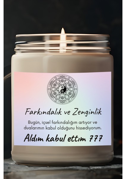 Farkındalık Ve Zenginlik | Aldım Kabul Ettim 777 | Sandal Ağacı Kokulu Mum | Meditasyon Mumları Mk-225