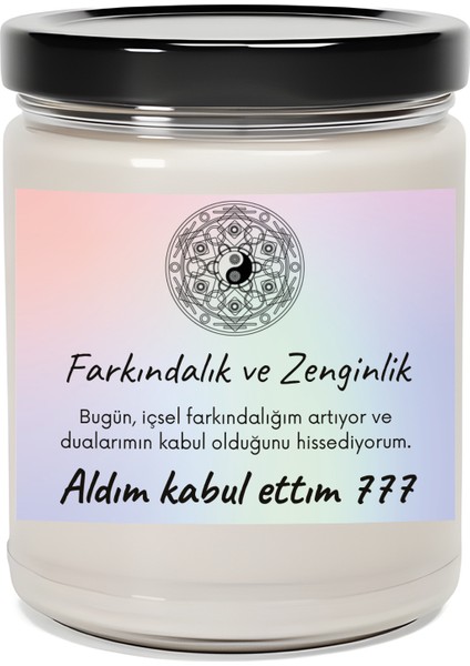 Farkındalık Ve Zenginlik | Aldım Kabul Ettim 777 | Sandal Ağacı Kokulu Mum | Meditasyon Mumları Mk-225