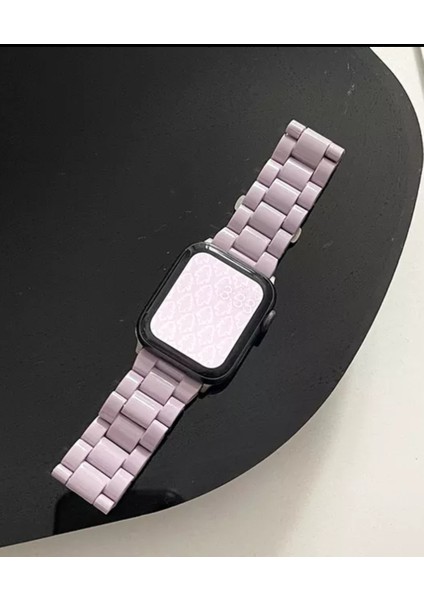 Apple Watch 42 mm / 44MM / 45MM/ 49 mm (Seriler /se/ultra ile Uyumlu) Reçine Kordon Lila