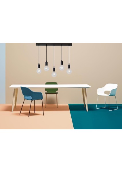 Retro1,rustik1,vintage1 Modern 5XE27 Duylu Metal Masa Üstü Sarkıt Avize UZUNLUK:60CM