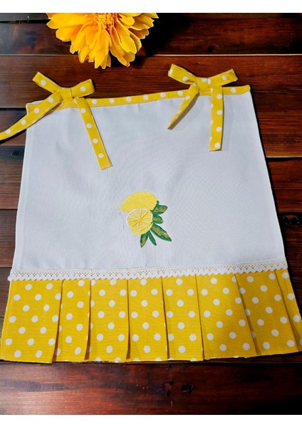 Limom Nakışlı ,dertsiz Kumaş,pileli, 4 'lü Set(Fırın Örtüsü,, Ekmeklik, Havlu,posetlik)