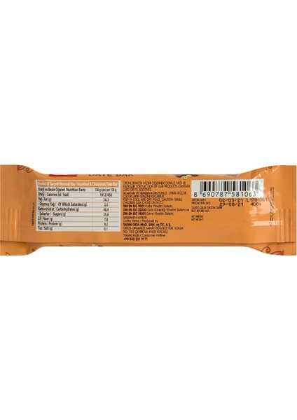 Hurmalı Bar Fındık&tarçınlı 40 gr x 40 Adet