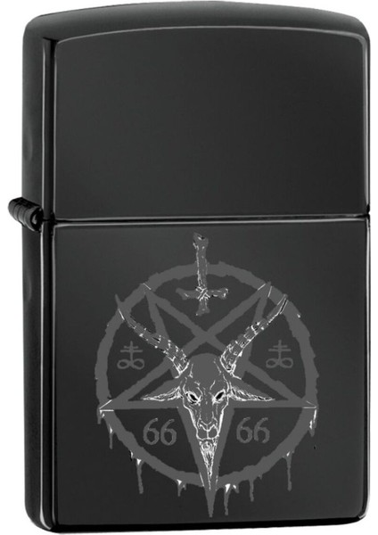 Satanik Mason Keçi 66 Pentagram Yıldız Çember Lazer Silinmez Resimli Benzinli Çakmak